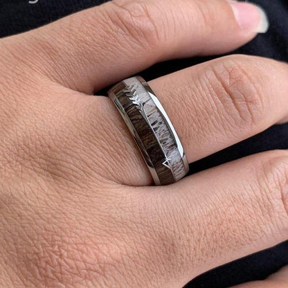 Wood Antler with Arrows - Tungsten Rings - 8mm