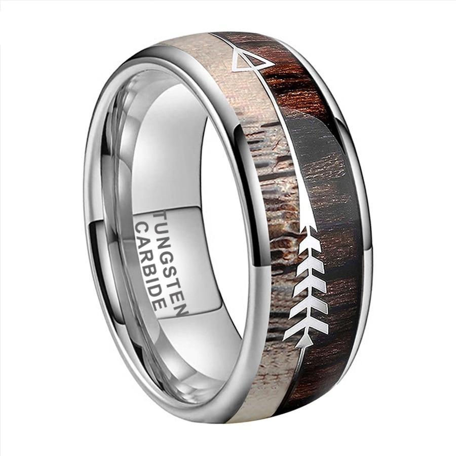 Wood Antler with Arrows - Tungsten Rings - 8mm