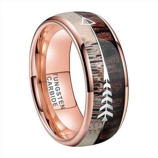 Wood Antler with Arrows - Tungsten Rings - 8mm