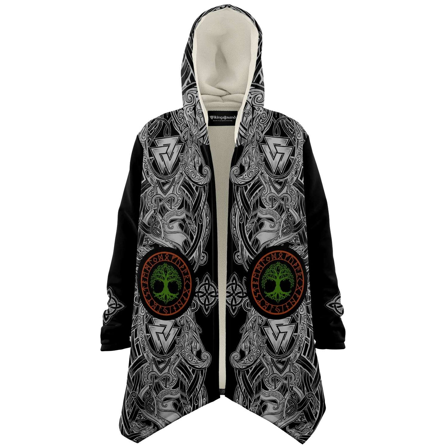 Yggdrasil and Valknut Premium Viking Cloak