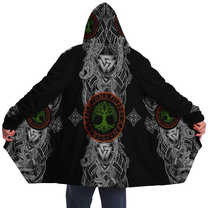 Yggdrasil and Valknut Premium Viking Cloak