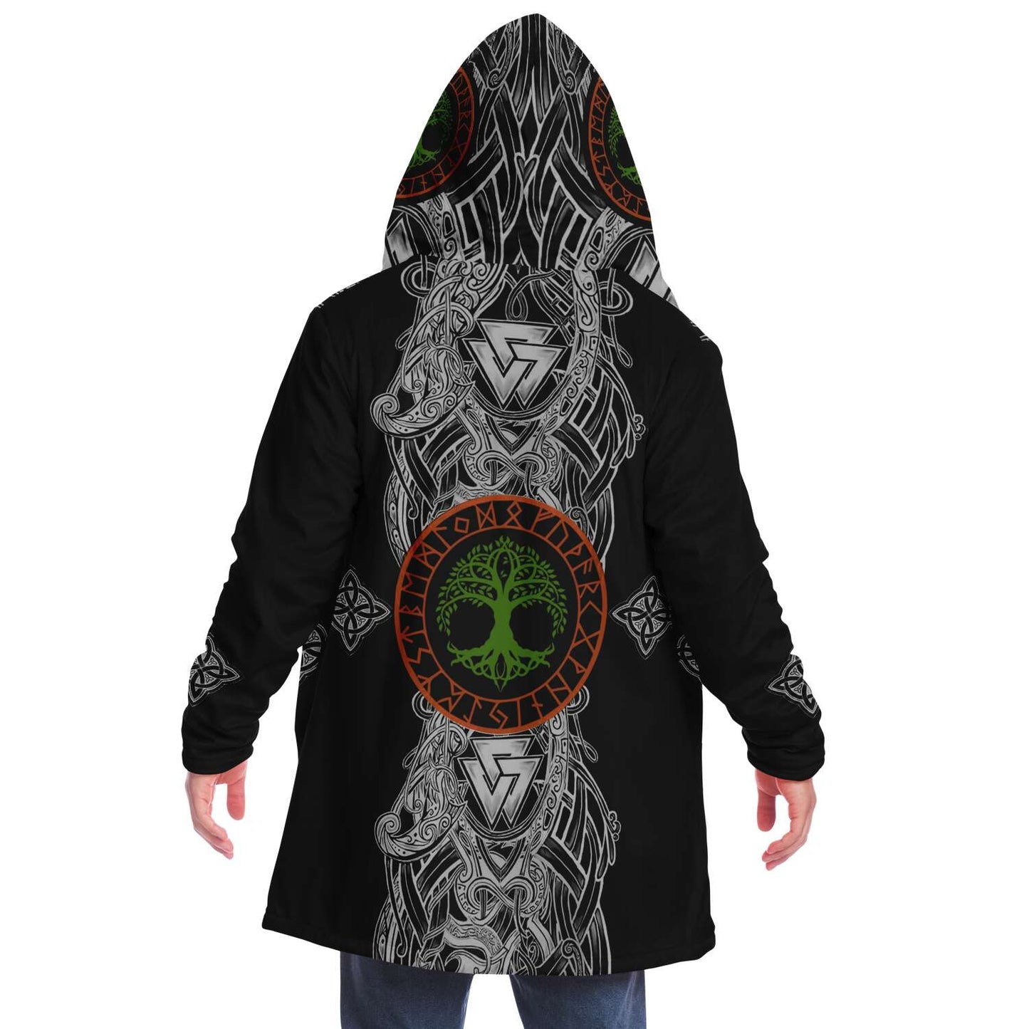 Yggdrasil and Valknut Premium Viking Cloak