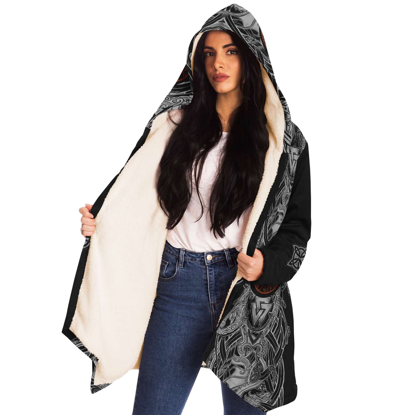 Yggdrasil and Valknut Premium Viking Cloak