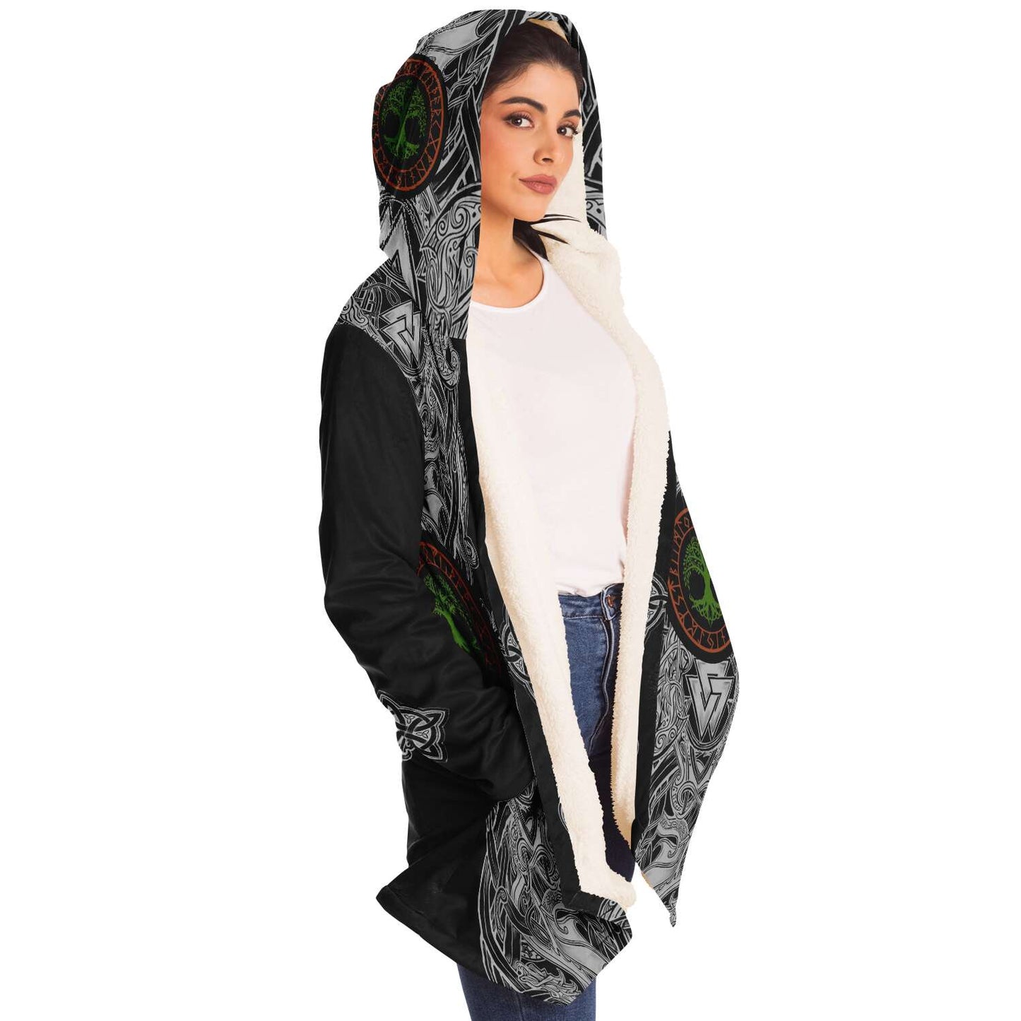 Yggdrasil and Valknut Premium Viking Cloak