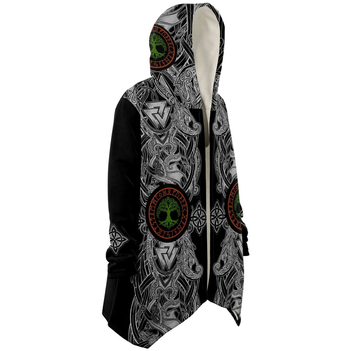 Yggdrasil and Valknut Premium Viking Cloak