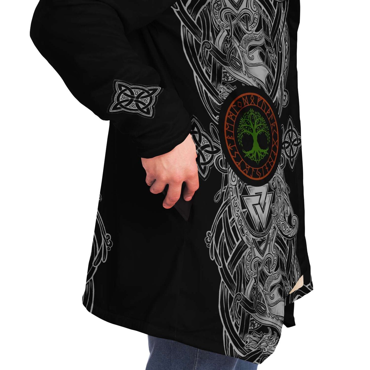 Yggdrasil and Valknut Premium Viking Cloak