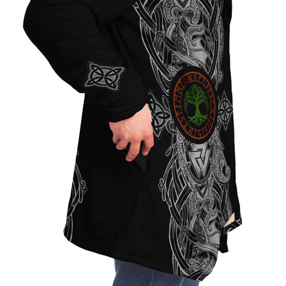 Yggdrasil and Valknut Premium Viking Cloak