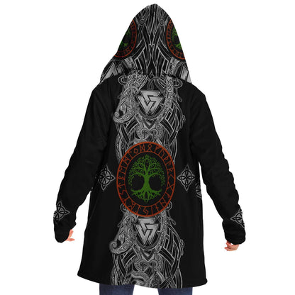 Yggdrasil and Valknut Premium Viking Cloak