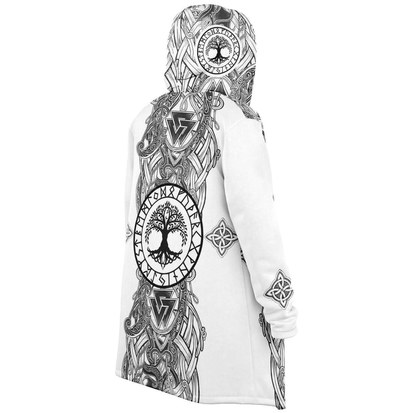 Yggdrasil and Valknut Premium Viking Cloak - White
