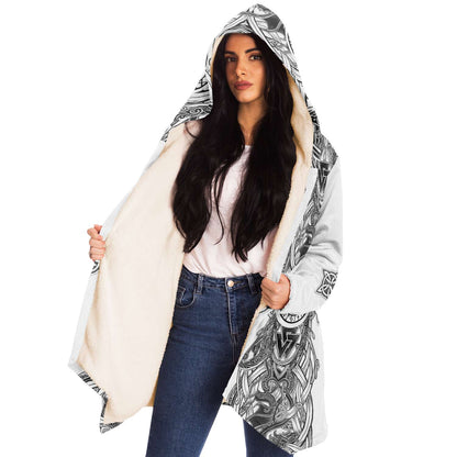 Yggdrasil and Valknut Premium Viking Cloak - White