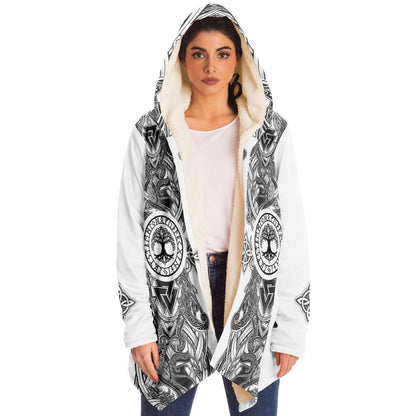 Yggdrasil and Valknut Premium Viking Cloak - White