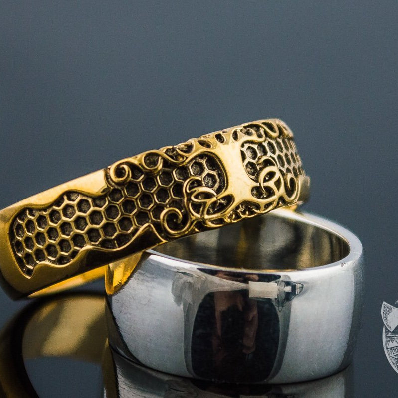 Yggdrasil symbol 14K gold Viking ring – view 5