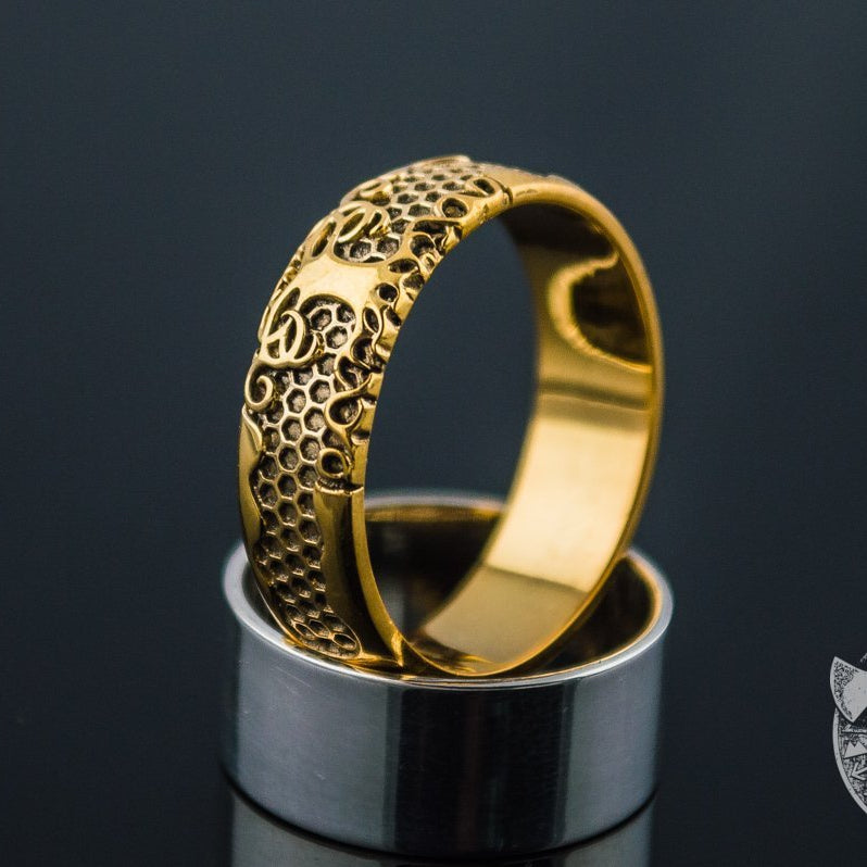 Yggdrasil symbol 14K gold Viking ring – view 6