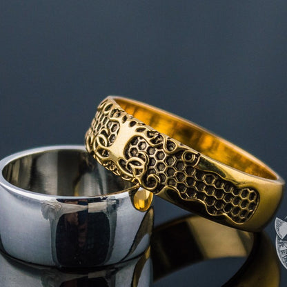 Yggdrasil symbol 14K gold Viking ring – view 4