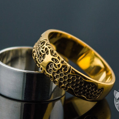 Yggdrasil symbol 14K gold Viking ring