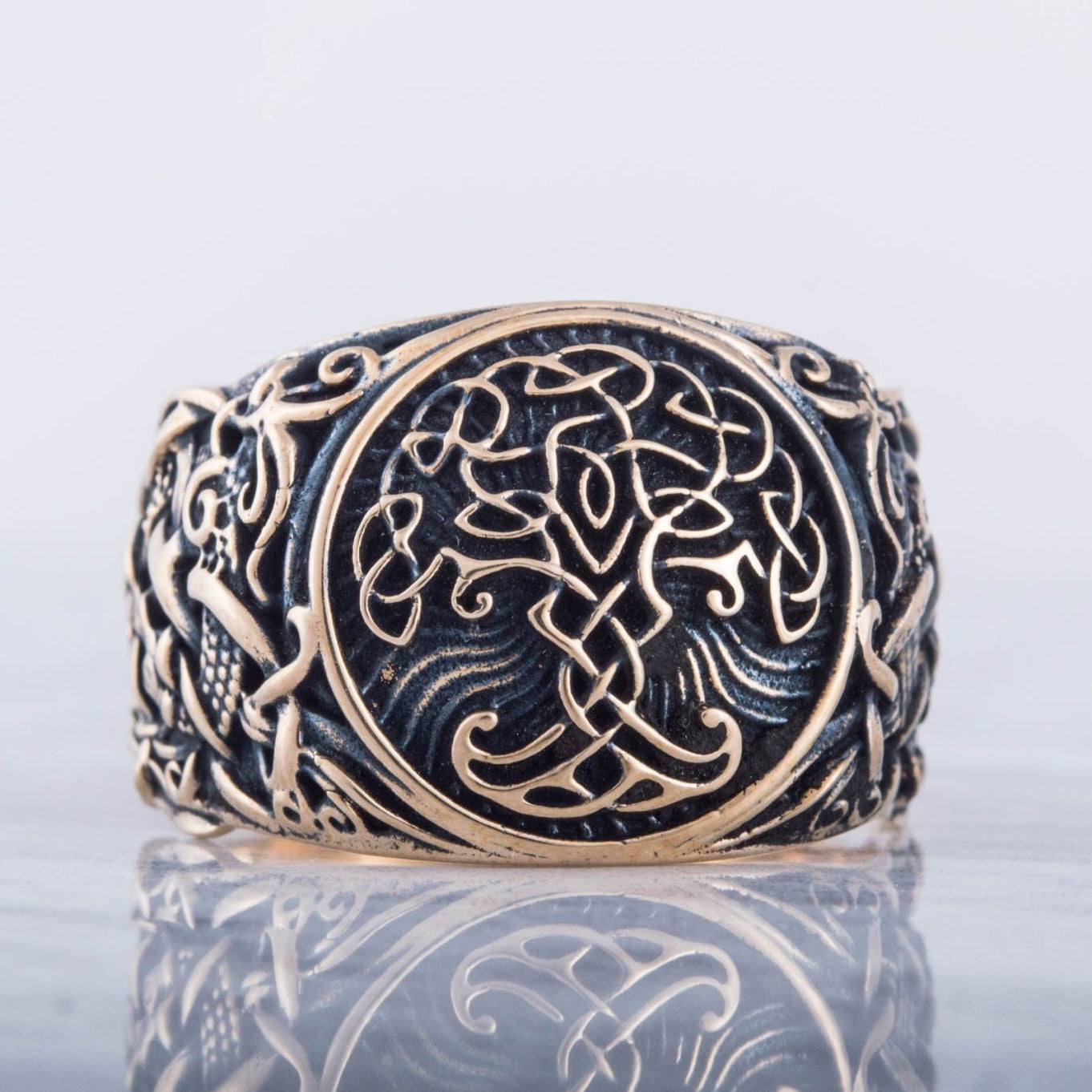 Yggdrasil Symbol with Mammen Style Bronze Viking Ring