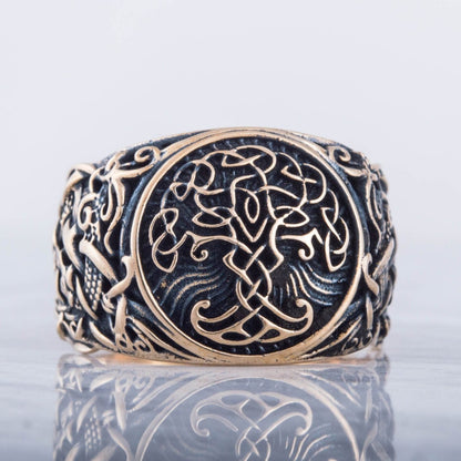 Yggdrasil Symbol with Mammen Style Bronze Viking Ring