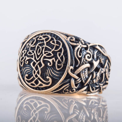 Yggdrasil Symbol with Mammen Style Bronze Viking Ring