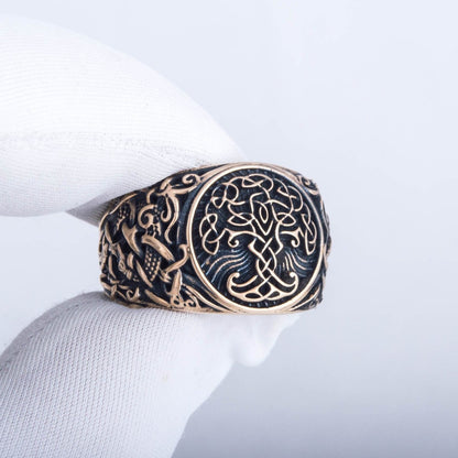 Yggdrasil Symbol with Mammen Style Bronze Viking Ring