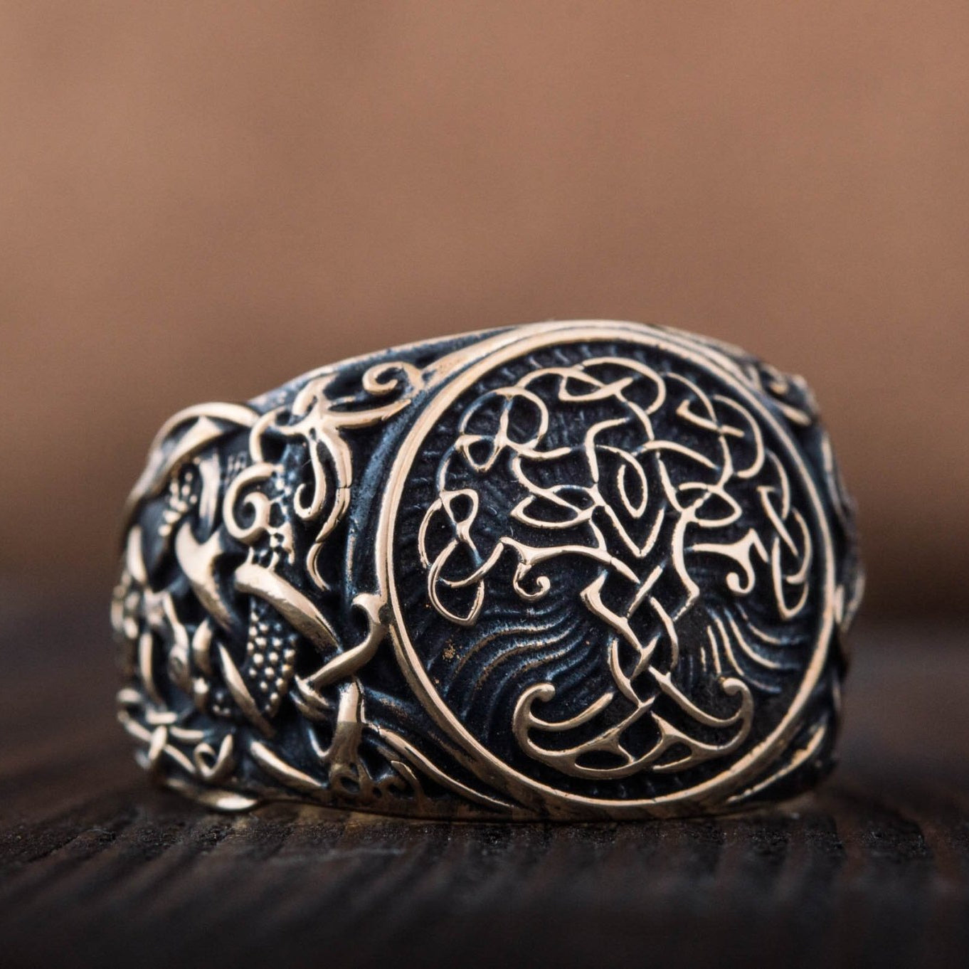 Yggdrasil Symbol with Mammen Style Bronze Viking Ring