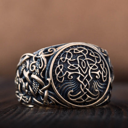 Yggdrasil Symbol with Mammen Style Bronze Viking Ring