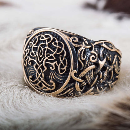 Yggdrasil Symbol with Mammen Style Bronze Viking Ring