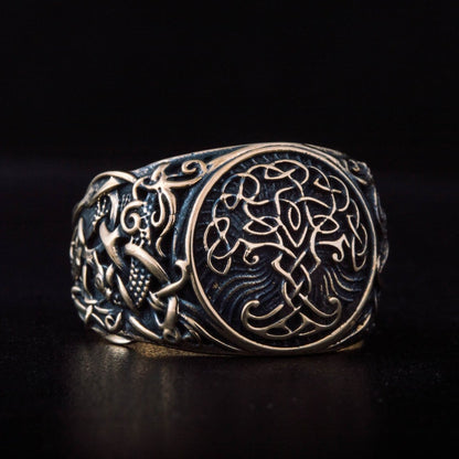Yggdrasil Symbol with Mammen Style Bronze Viking Ring