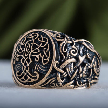 Yggdrasil Symbol with Mammen Style Bronze Viking Ring