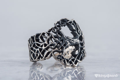 Yggdrasil Viking Ring with Ornament Sterling Silver Norse Jewelry