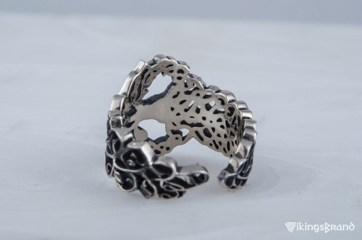 Yggdrasil Viking Ring with Ornament Sterling Silver Norse Jewelry