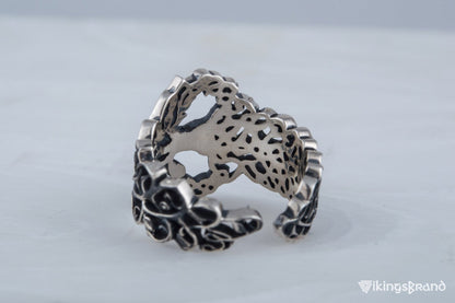 Yggdrasil Viking Ring with Ornament Sterling Silver Norse Jewelry