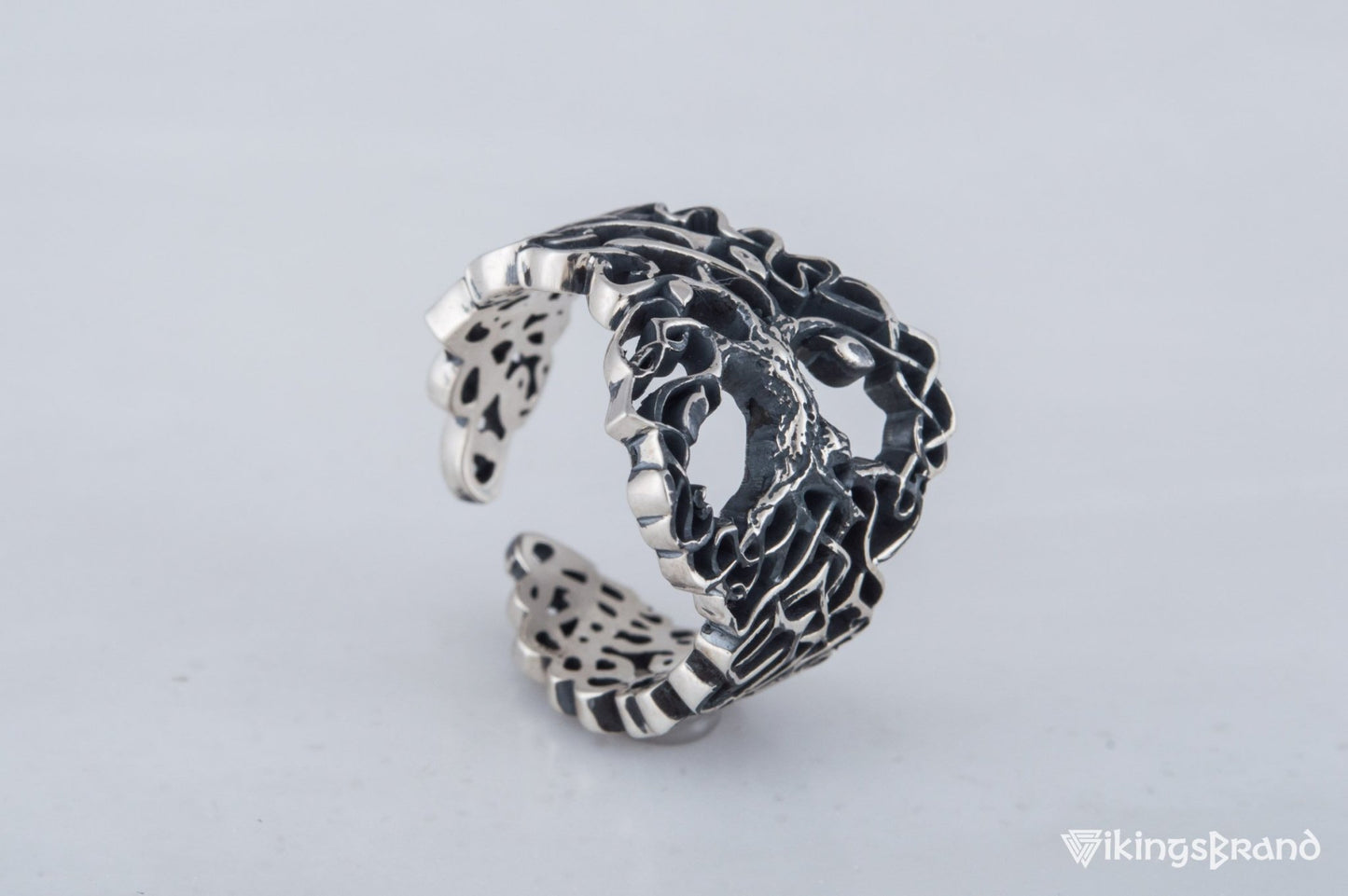 Yggdrasil Viking Ring with Ornament Sterling Silver Norse Jewelry