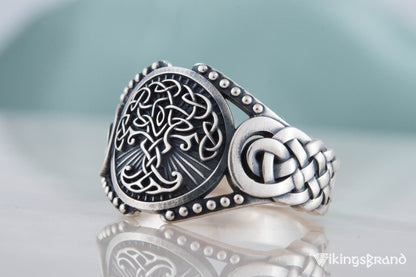 Yggdrasil Viking Symbol with Viking Ornament Sterling Silver Handmade Jewelry