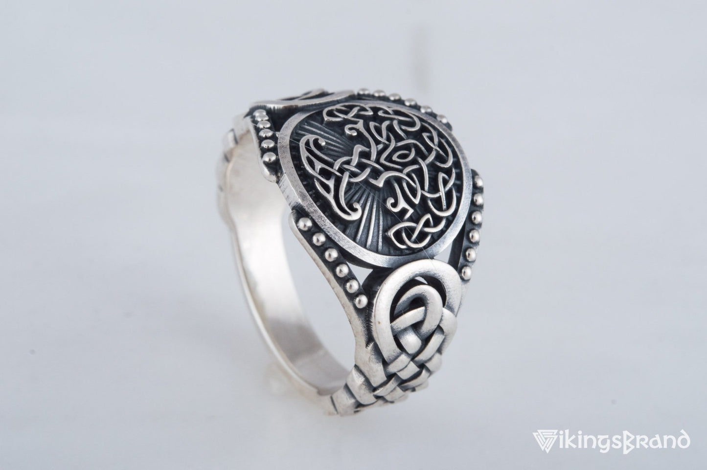 Yggdrasil Viking Symbol with Viking Ornament Sterling Silver Handmade Jewelry