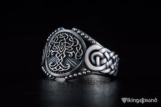Yggdrasil Viking Symbol with Viking Ornament Sterling Silver Handmade Jewelry