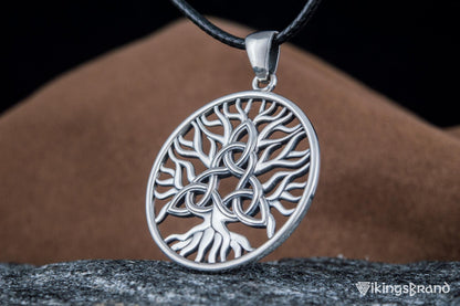 Yggdrasil with Triquetra Vikings Symbol Pendant Sterling Silver Viking Jewelry