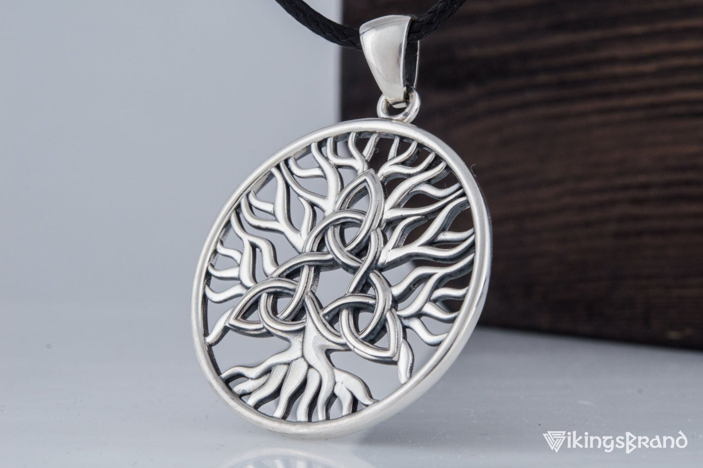 Yggdrasil with Triquetra Vikings Symbol Pendant Sterling Silver Viking Jewelry