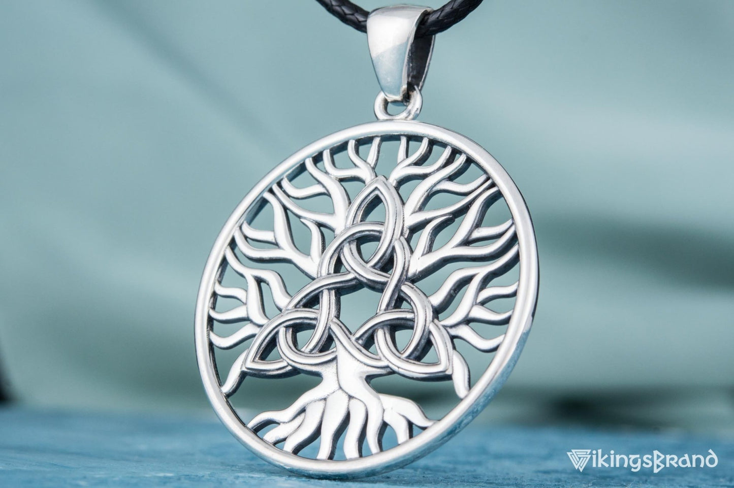 Yggdrasil with Triquetra Vikings Symbol Pendant Sterling Silver Viking Jewelry