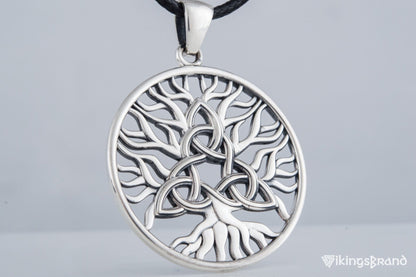 Yggdrasil with Triquetra Vikings Symbol Pendant Sterling Silver Viking Jewelry