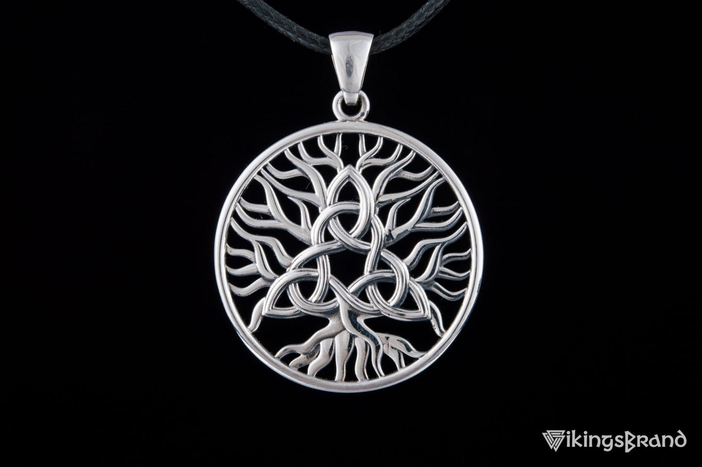 Yggdrasil with Triquetra Vikings Symbol Pendant Sterling Silver Viking Jewelry