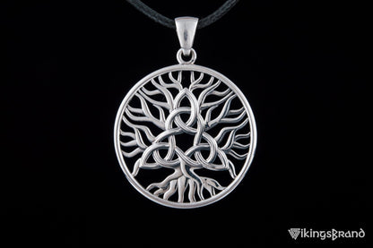 Yggdrasil with Triquetra Vikings Symbol Pendant Sterling Silver Viking Jewelry