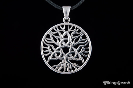 Yggdrasil with Triquetra Vikings Symbol Pendant Sterling Silver Viking Jewelry