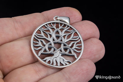Yggdrasil with Triquetra Vikings Symbol Pendant Sterling Silver Viking Jewelry