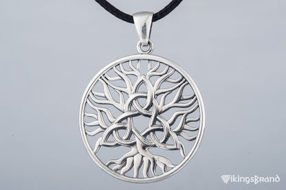 Yggdrasil with Triquetra Vikings Symbol Pendant Sterling Silver Viking Jewelry