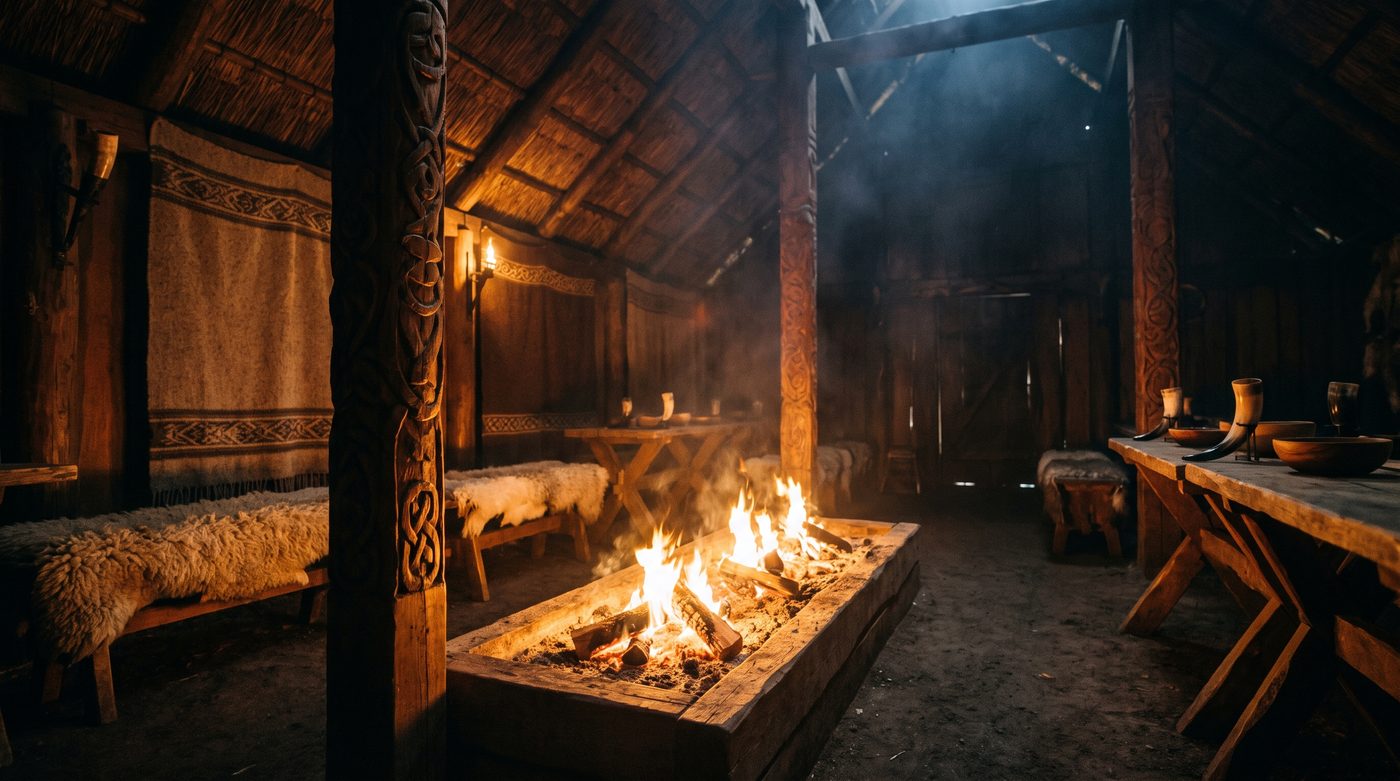 A Viking Age hall interior, the public setting in which a byname was given and used