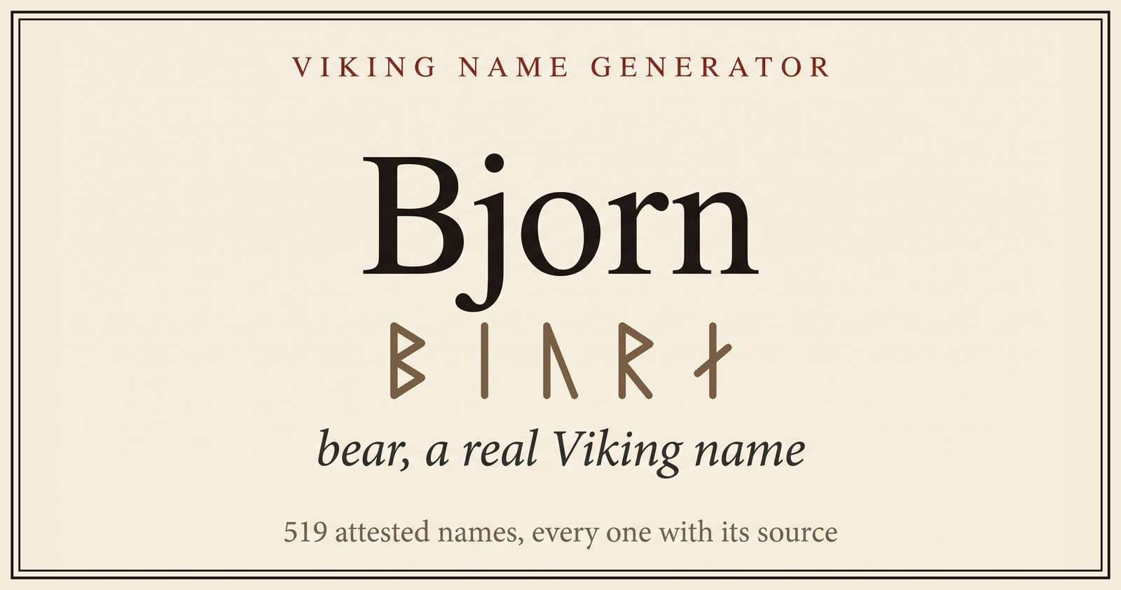 Bjorn in Younger Futhark runes: Viking name generator, free tool